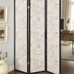 Felice 3-Panel Room Divider Folding Screen French Script
