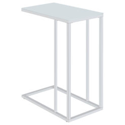 Alternative view of Stella White Glass Top C-Shaped Sofa Side Table Chrome