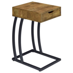 Alternative view of Troy 1-drawer C-Shaped Side Table Power Outlet Rustic Nutmeg