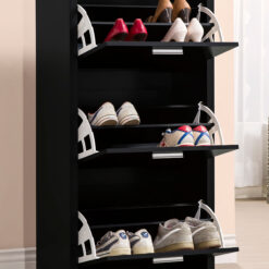 Alternative view of Vivian 3-drawer Engineered Wood Shoe Cabinet Black