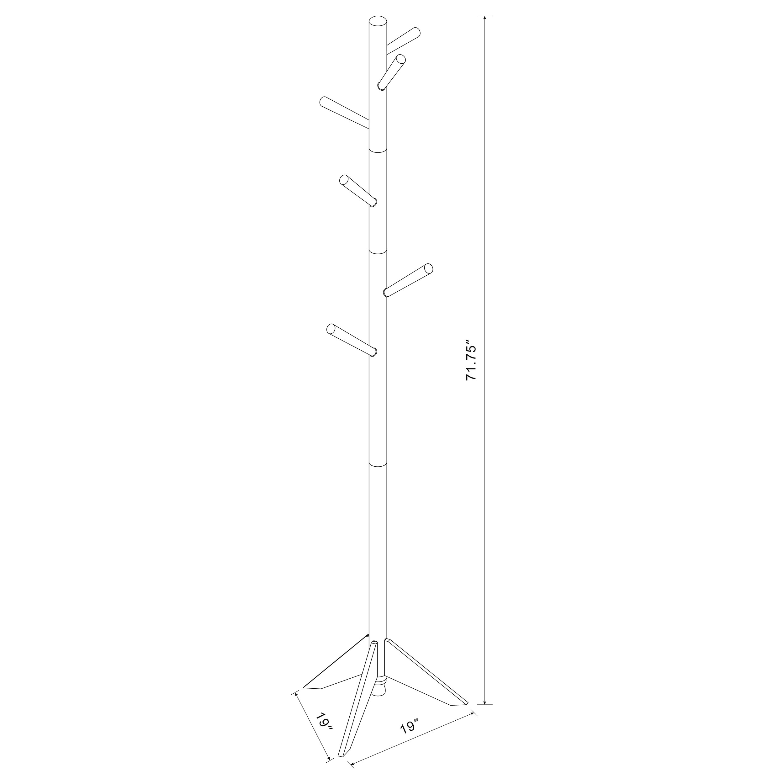 Devlin 6 Hook Freestanding Wood Coat Rack Hat Hanger Grey - Image 4