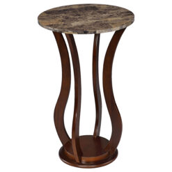 Alternative view of Elton Round Faux Marble Top Plant Stand Brown