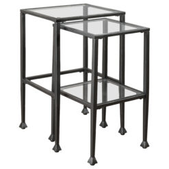 Alternative view of Leilani 2-piece Glass Top Nesting Table Set Black