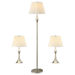 Griffin 3-piece Floor and Table Lamp Set Brushed Nickel