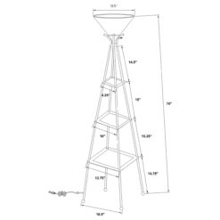 Alternative view of Gianni 70-inch 3-shelf Frosted Torchiere Floor Lamp Black