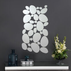 Topher 29 x 51 Inch Pebble Themed Wall Mirror Silver