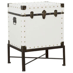 Alternative view of Nancy Upholstered Vintage Side Table Storage Trunk White