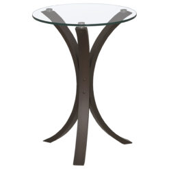 Alternative view of Edgar Round Glass Top Accent Side Table Cappuccino
