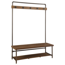 Alternative view of Alise 5 Hook Coat Rack Hall Tree with Shoe Bench Chestnut