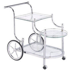 Alternative view of Sarandon 3-tier Glass Shelf Metal Bar Cart Chrome