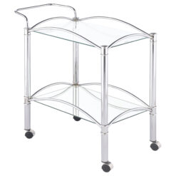 Alternative view of Shadix 2-tier Rectangular Glass Shelf Metal Bar Cart Chrome
