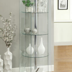 Zahavah 4-shelf Hexagonal Clear Glass Curio Cabinet White