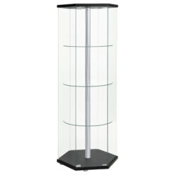 Alternative view of Zahavah 4-shelf Hexagonal Clear Glass Curio Cabinet Black