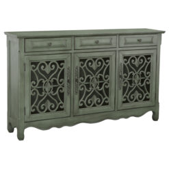 Alternative view of Madeline 3-drawer Scrollwork Accent Cabinet Antique Green