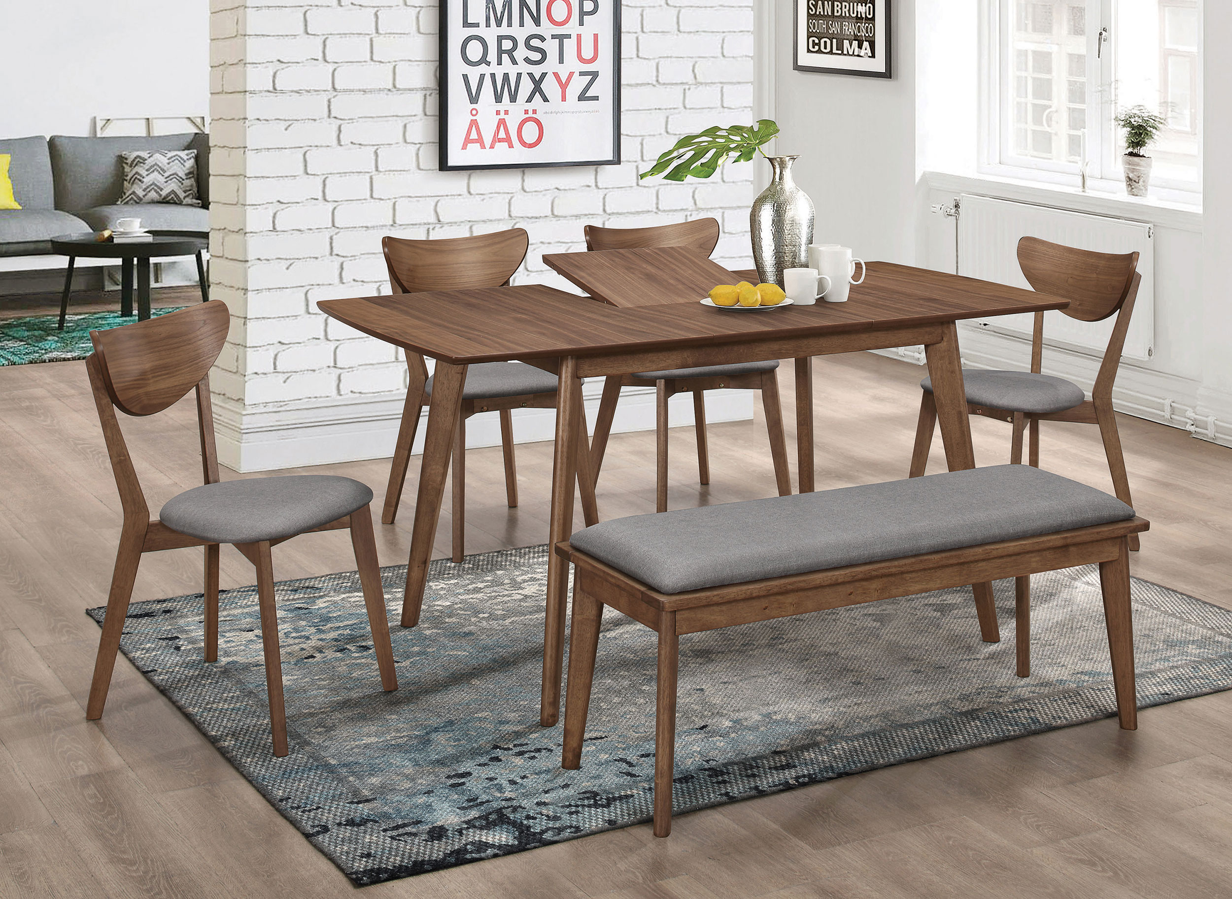 Alfredo 63-inch Extension Leaf Dining Table Natural Walnut - Image 8