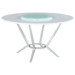 Alternative view of Abby Round 54-inch Lazy Susan Dining Table White High Gloss