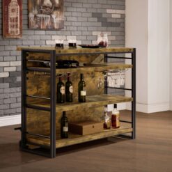 Alternative view of Renaldi 3-shelf Home Bar Wine Cabinet Rustic Nutmeg