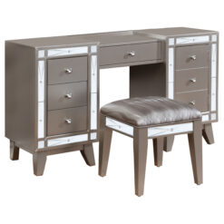 Alternative view of Leighton Vanity Table and Stool Set Metallic Mercury