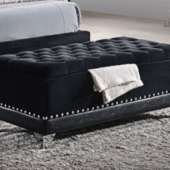 Barzini Velvet Upholstered Tufted Storage Bench Black