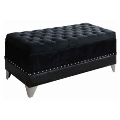 Alternative view of Barzini Velvet Upholstered Tufted Storage Bench Black