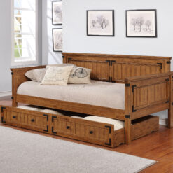 Oakdale Wood Twin Daybed with Trundle Rustic Honey