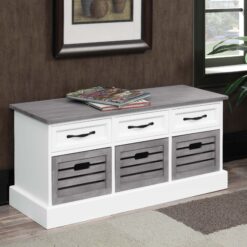 Alma 3-drawer Storage Bench White and Weathered Grey