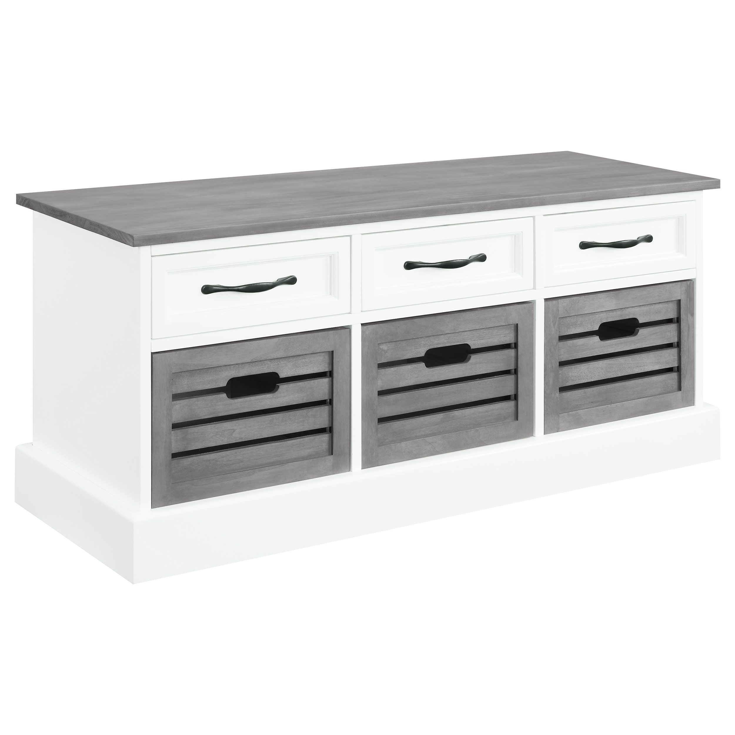 Alma 3-drawer Storage Bench White and Weathered Grey - Image 2