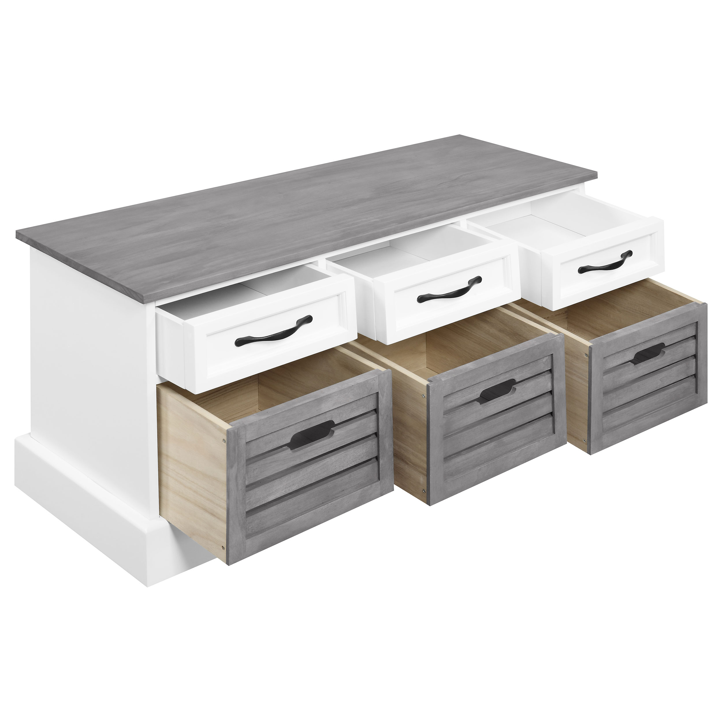 Alma 3-drawer Storage Bench White and Weathered Grey - Image 3