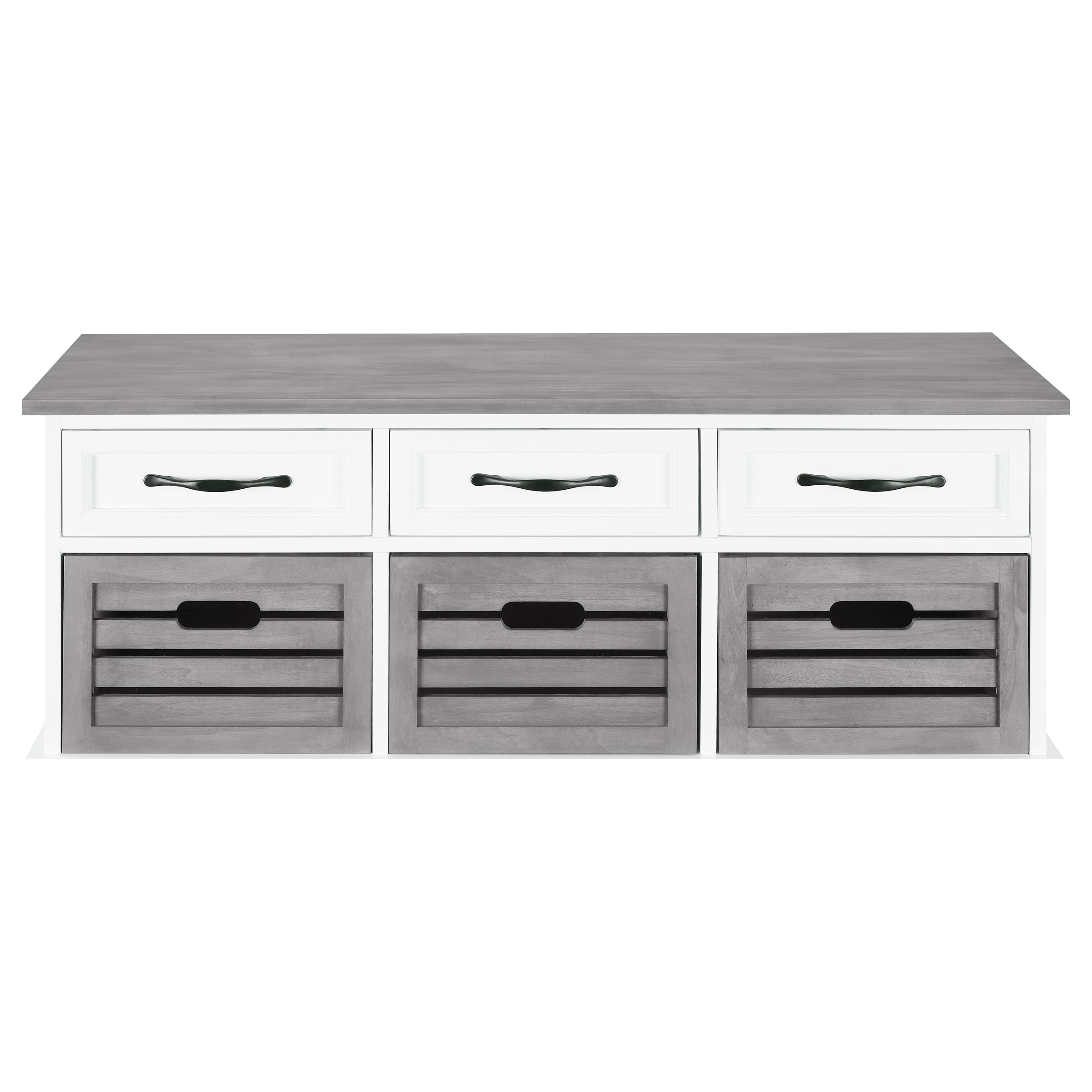 Alma 3-drawer Storage Bench White and Weathered Grey - Image 4