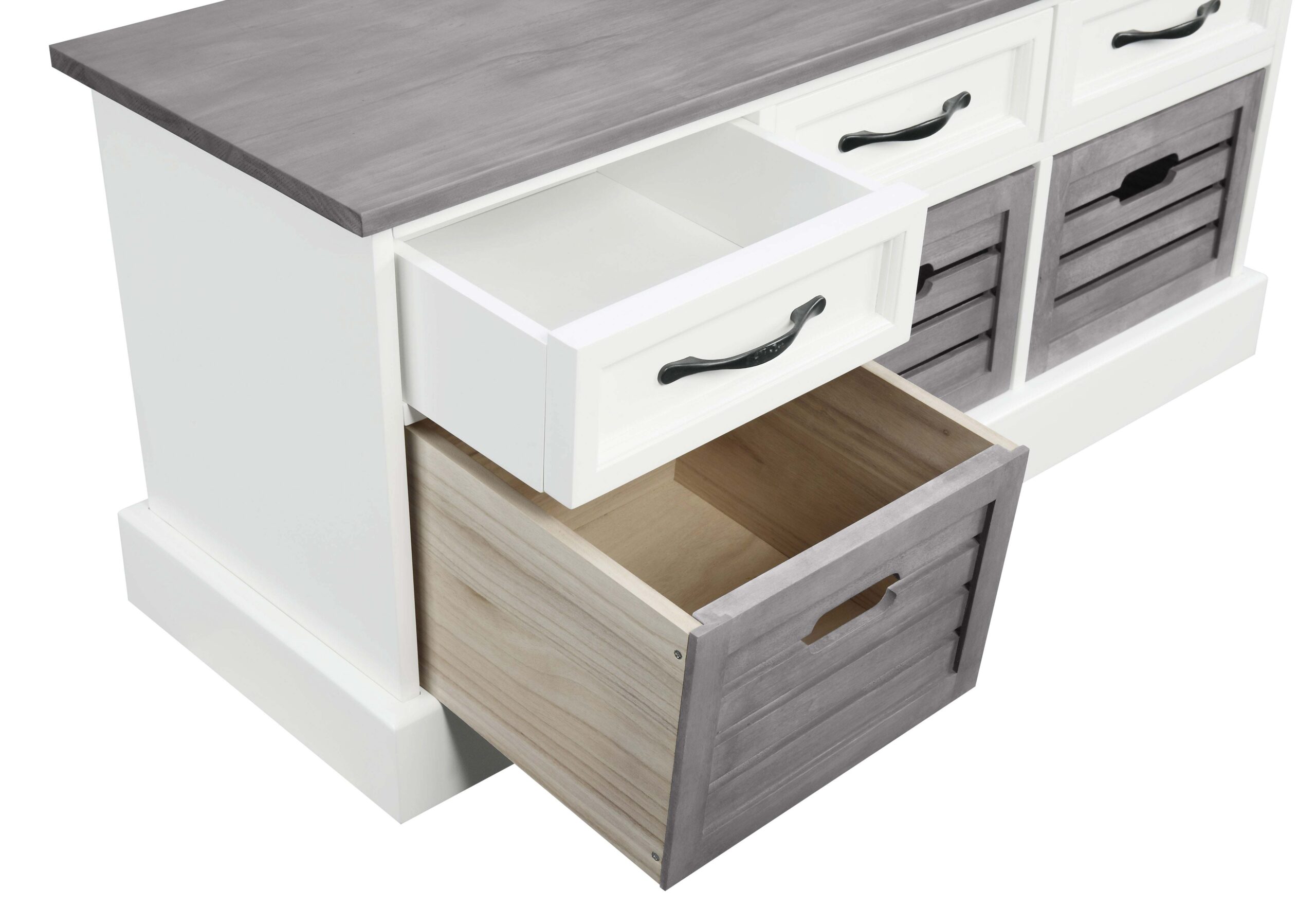 Alma 3-drawer Storage Bench White and Weathered Grey - Image 8