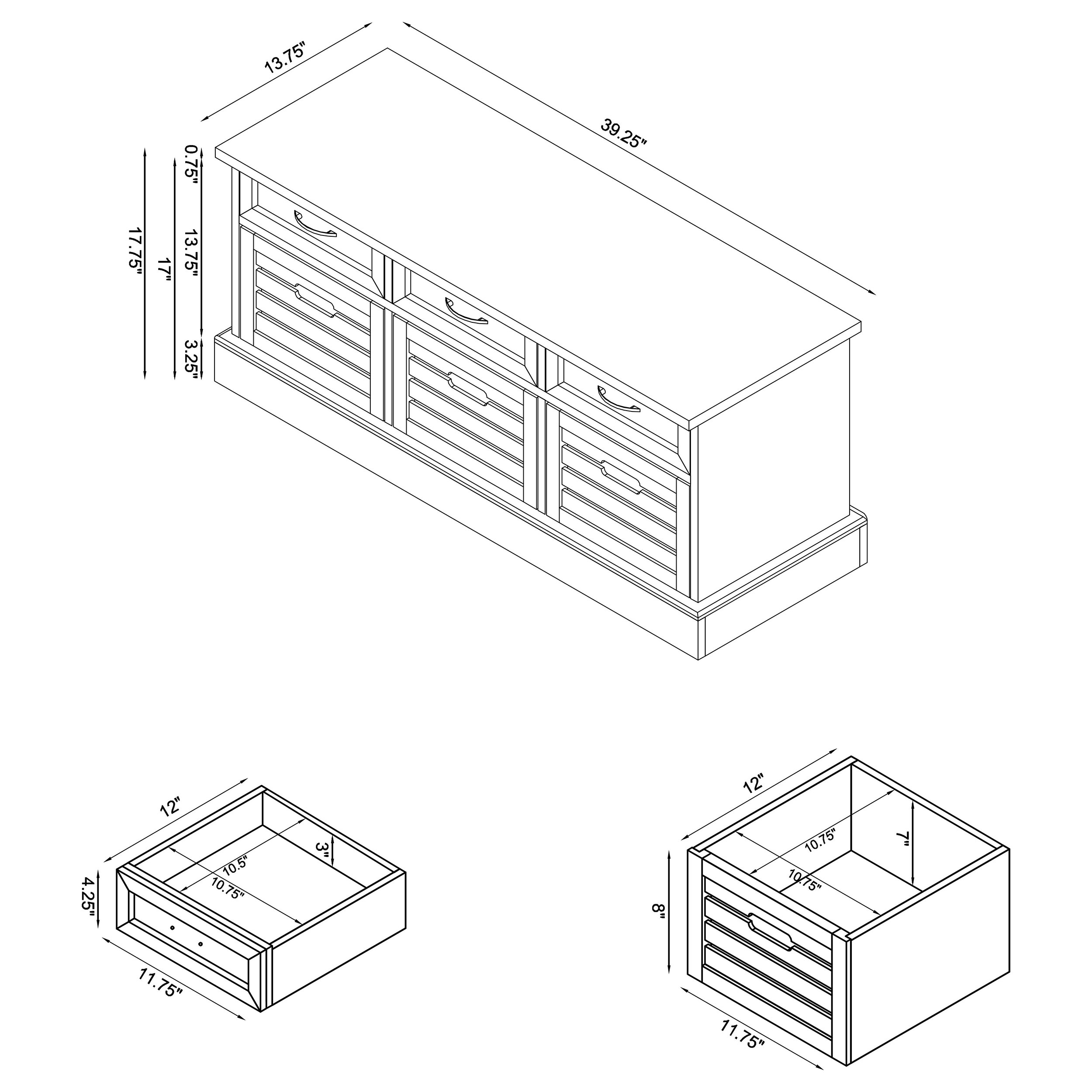 Alma 3-drawer Storage Bench White and Weathered Grey - Image 13