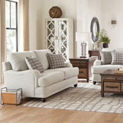 Glenn Upholstered English Arm Loveseat Light Grey and Grey