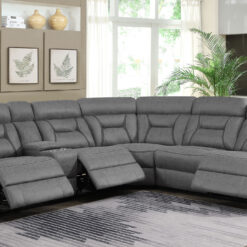 Alternative view of Higgins Upholstered Power Reclining Sectional Sofa Grey
