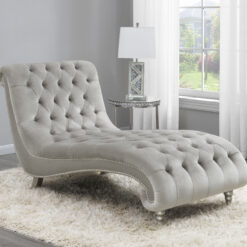 Lydia Velvet Upholstered Tufted Chaise Grey