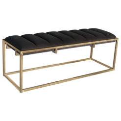 Alternative view of Lorena Velvet Upholstered Bench Dark Grey and Gold
