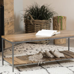 Gerbera Wood Accent Bench with Shelf Natural and Gunmetal