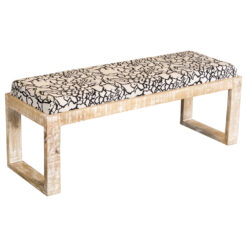 Alternative view of Aiden Fabric Upholstered Accent Bench Distressed White