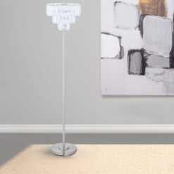 Anya 61-inch Hanging Crystal Metal Floor Lamp Chrome