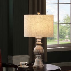 Brie 28-inch Drum Shade Urn Table Lamp Antique Gold