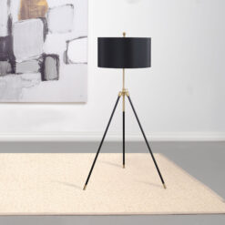 Zabka 63-inch Drum Shade Metal Tripod Floor Lamp Black