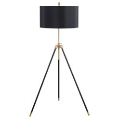 Alternative view of Zabka 63-inch Drum Shade Metal Tripod Floor Lamp Black