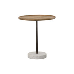 Alternative view of Ginevra Wood Top Marble Base Table Natural Brown and White