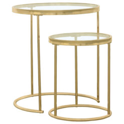 Alternative view of Maylin 2-piece Round Glass Top Nesting Table Set Gold