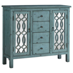 Alternative view of Rue 4-drawer Wood Trellis Accent Storage Cabinet Blue
