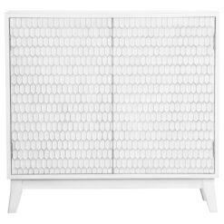 Alternative view of Gambon 2-door Wood Honeycomb Pattern Accent Cabinet White
