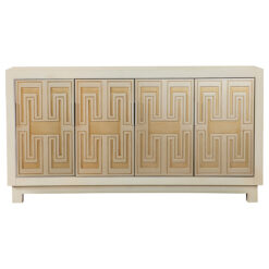Alternative view of Voula 4-door Wood Accent Storage Cabinet White and Gold
