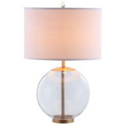 Alternative view of Kenny 27-inch Drum Shade Clear Glass Table Lamp Brass