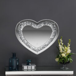 Aiko 36 x 30 Inch Heart Shaped LED Light Wall Mirror Silver